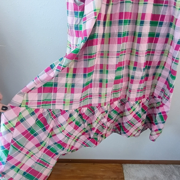 Torrid Women’s 2X Pink Plaid Smocked Summer Sundress Cottagecore Plus - Picture 9 of 11